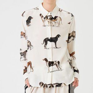 ⬇️$200 NEW Stella McCartney Silk DOG Print Blouse Shirt SUPER RARE!